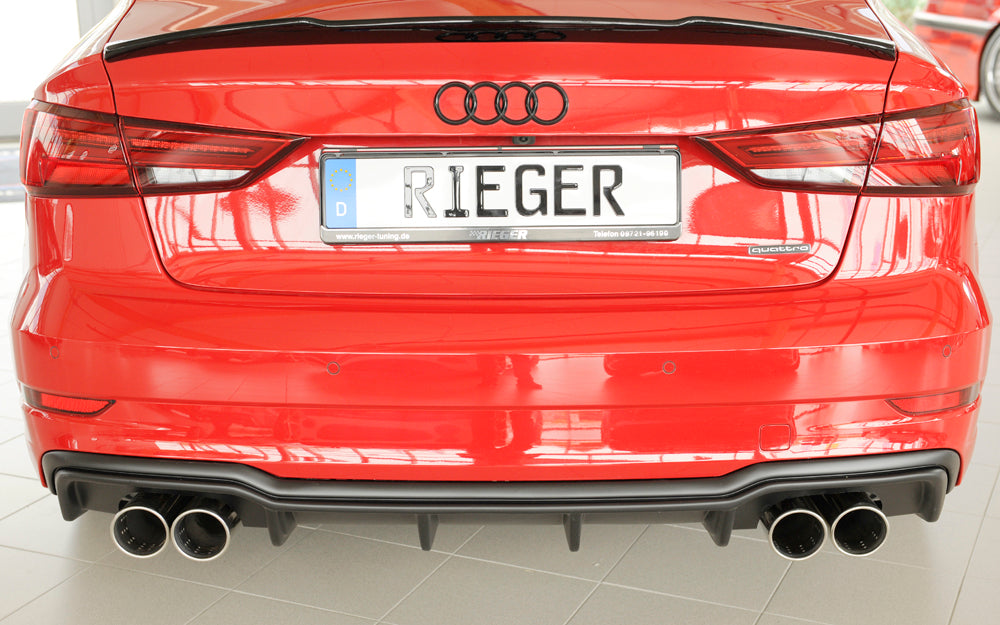 Rieger 00056826 Audi 8V A3 Rear Diffuser for Sport Tailpipe Left & Right - Matte Black