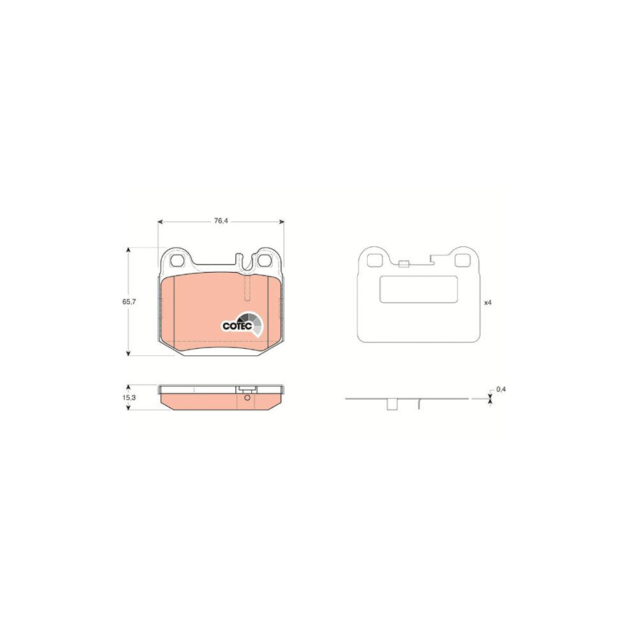 TRW Cotec Gdb1457 Brake Pad Set Suitable For Mercedes Benz Ml Class W163 Prepared For Wear Indicator