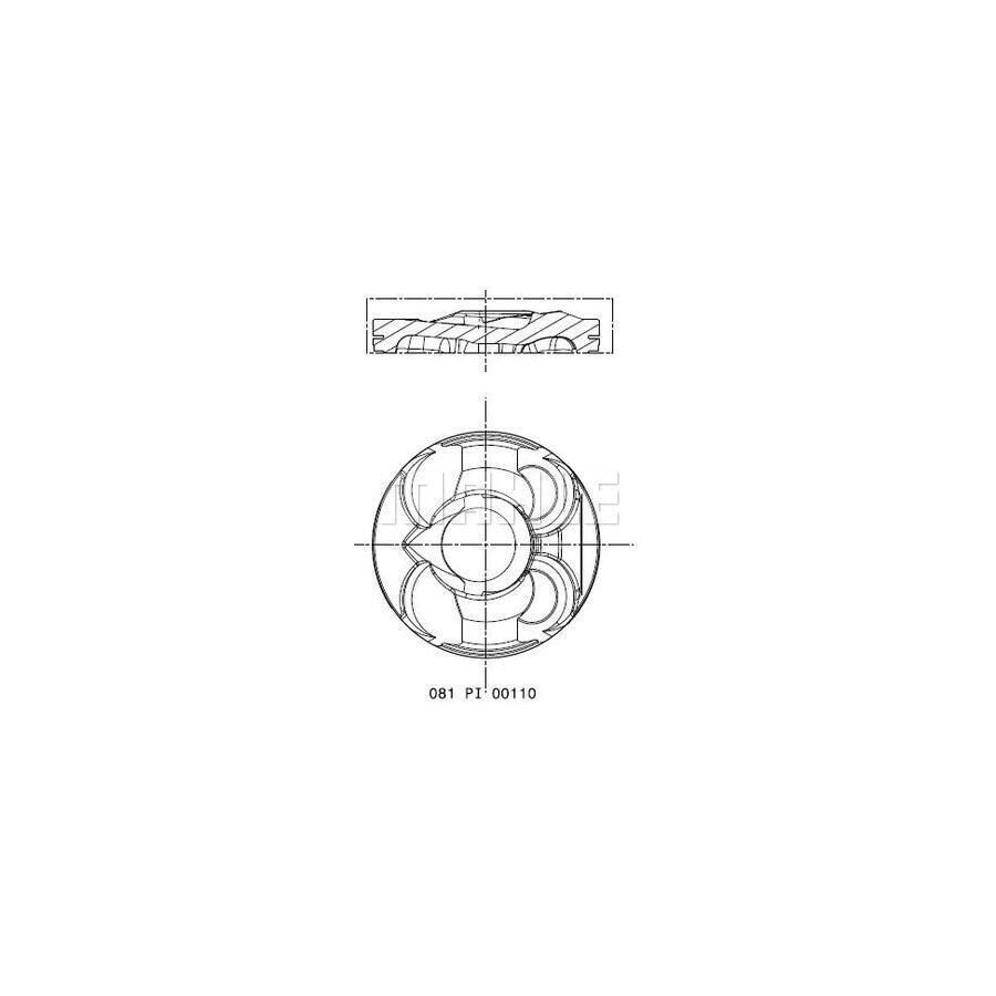 MAHLE ORIGINAL 081 PI 00110 002 Piston 77,50 mm, with piston rings, without cooling duct