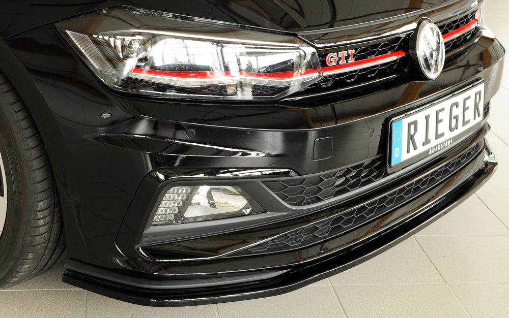 Rieger 00088167 VW Polo AW Front Splitter (Inc. Polo AW GTI) - Glossy Black