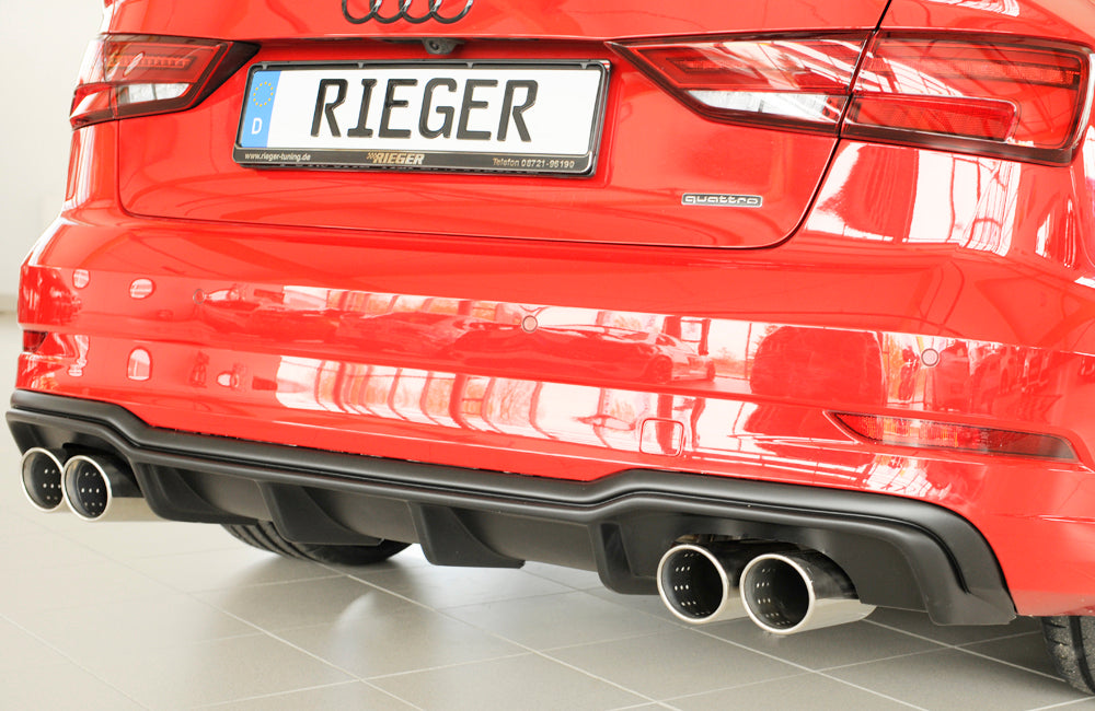 Rieger 00056826 Audi 8V A3 Rear Diffuser for Sport Tailpipe Left & Right - Matte Black