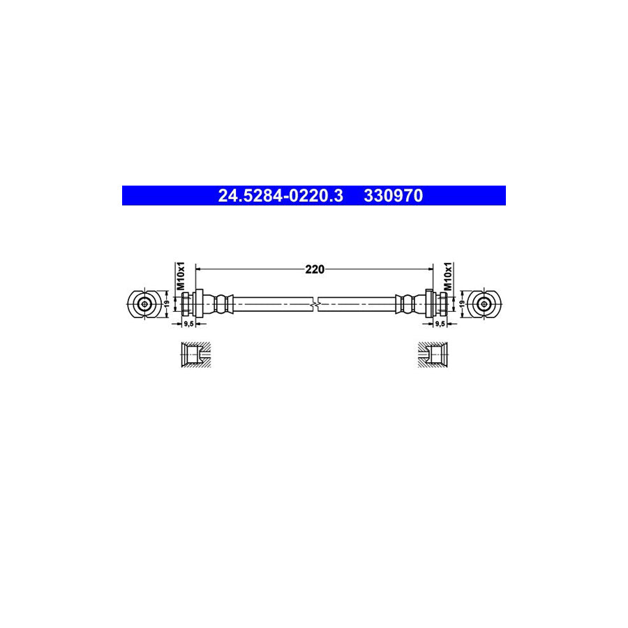 ATE 24 5284 0220 3 Brake Hose 220Mm