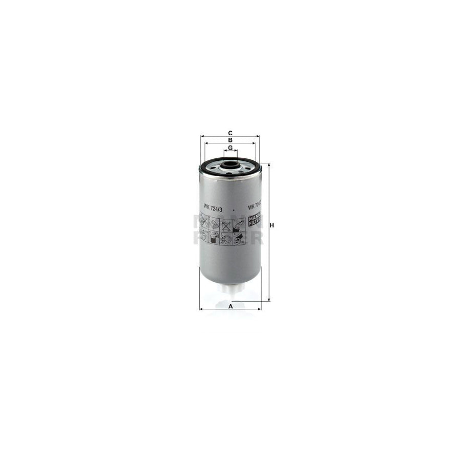 MANN-FILTER WK 724/3 Fuel filter Spin-on Filter