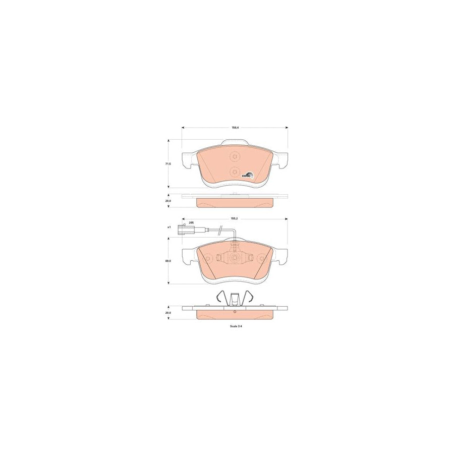 TRW Cotec Gdb1865 Brake Pad Set Incl Wear Warning Contact