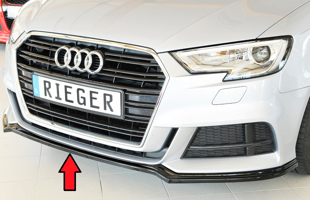 Rieger 00088169 Audi 8V Front Splitter (A3 & S3) - Glossy Black