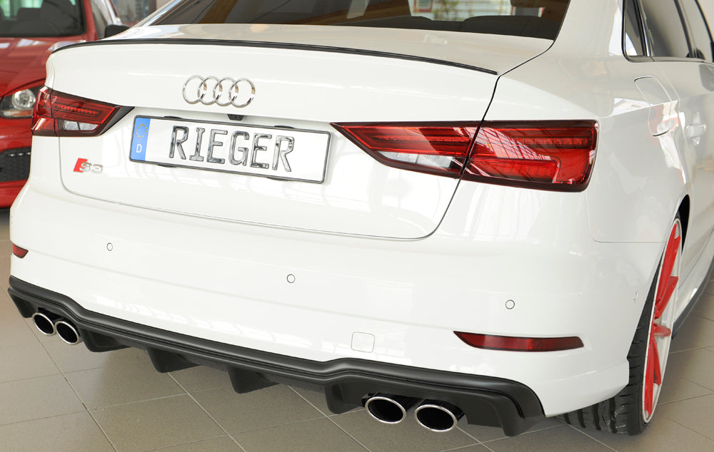 Rieger 00056825 Audi 8V S3 Rear Diffuser for Original Twin Tailpipe Left & Right - Matte Black
