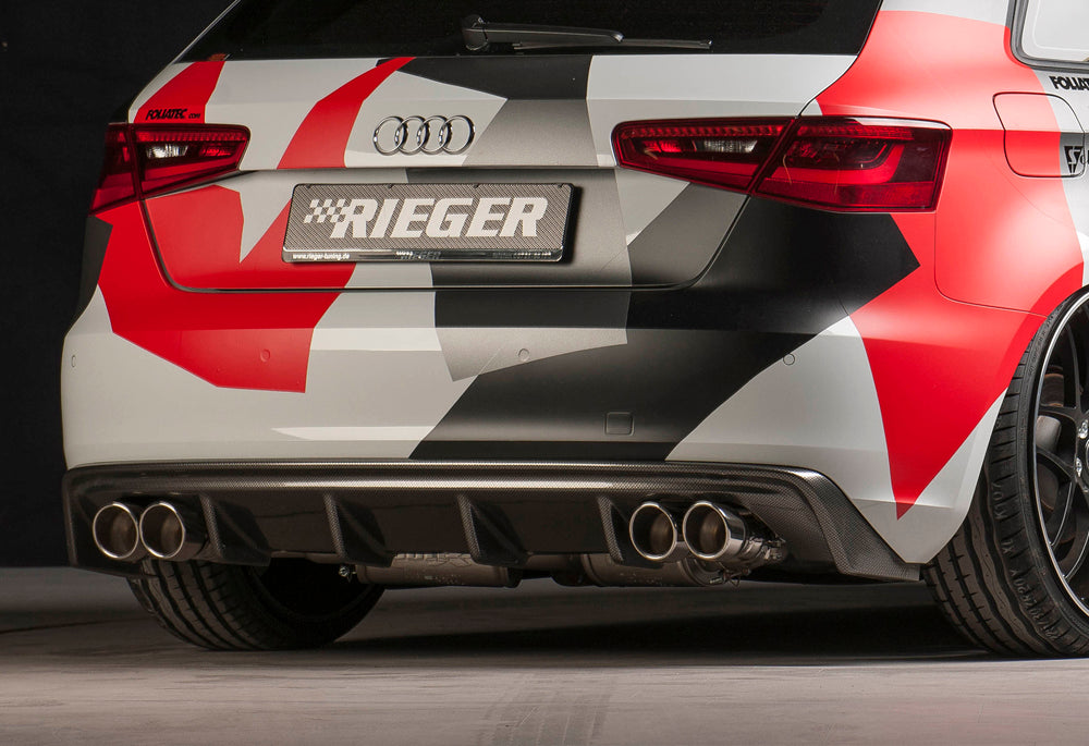 Rieger 00099143 Audi 8V A3 Rear Diffuser for Twin Tailpipe Left & Right - Carbon-Look