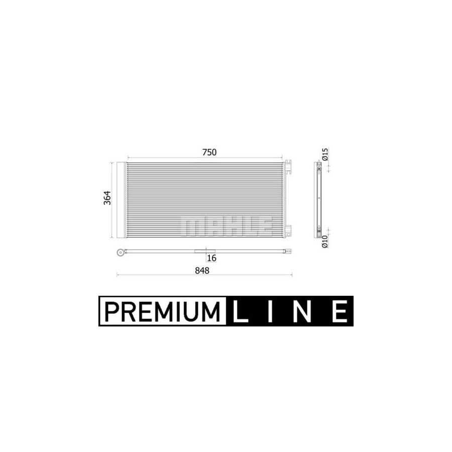 MAHLE ORIGINAL AC 925 000P Air conditioning condenser without gasket / seal, with dryer