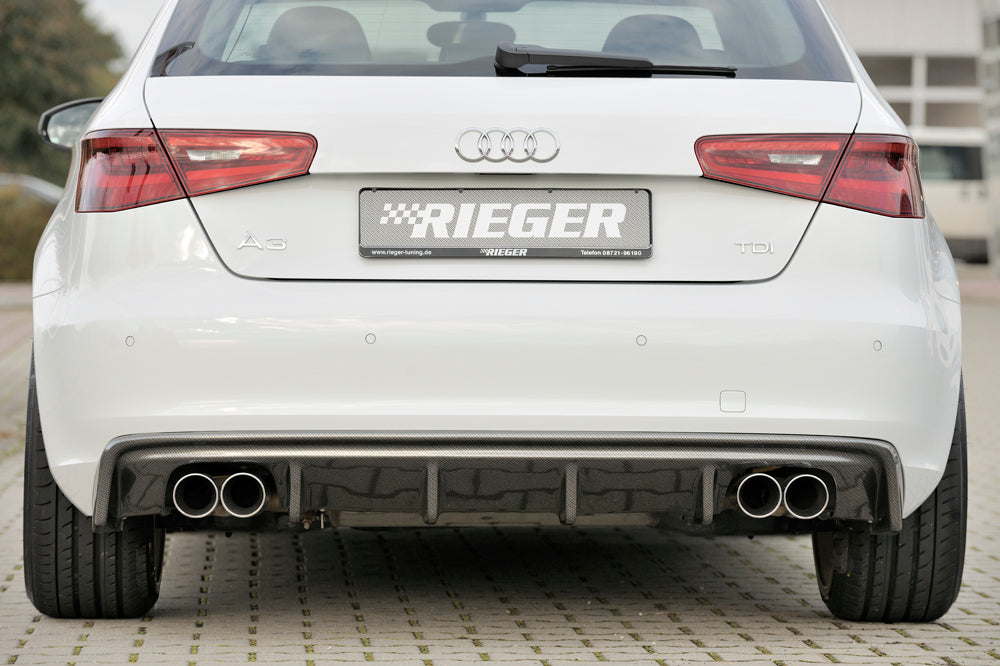 Rieger 00099143 Audi 8V A3 Rear Diffuser for Twin Tailpipe Left & Right - Carbon-Look