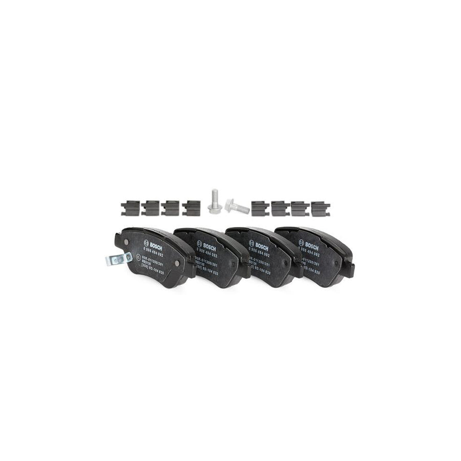 Bosch 0986494092 Brake Pad Set With Acoustic Wear Warning With Anti Squeak Plate With Bolts Screws With Accessories With Spring BP1002