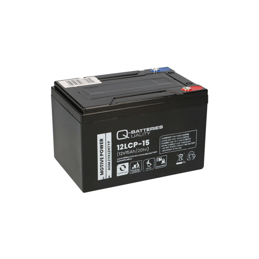 Q-Batteries 12LCP15 / 12V 15Ah lead battery cycle type AGM Deep Cycle VRLA screw connection M5