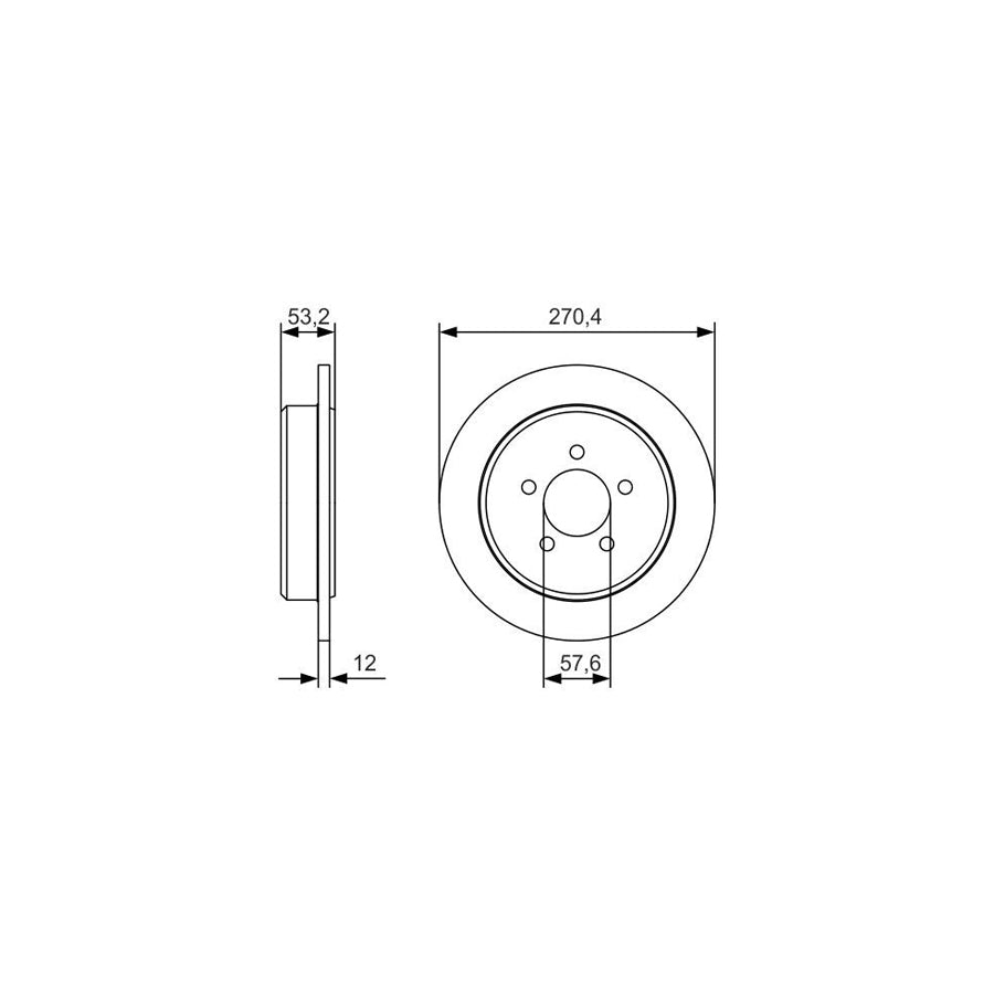 BOSCH 0 986 479 A80 Brake Disc Solid Oiled