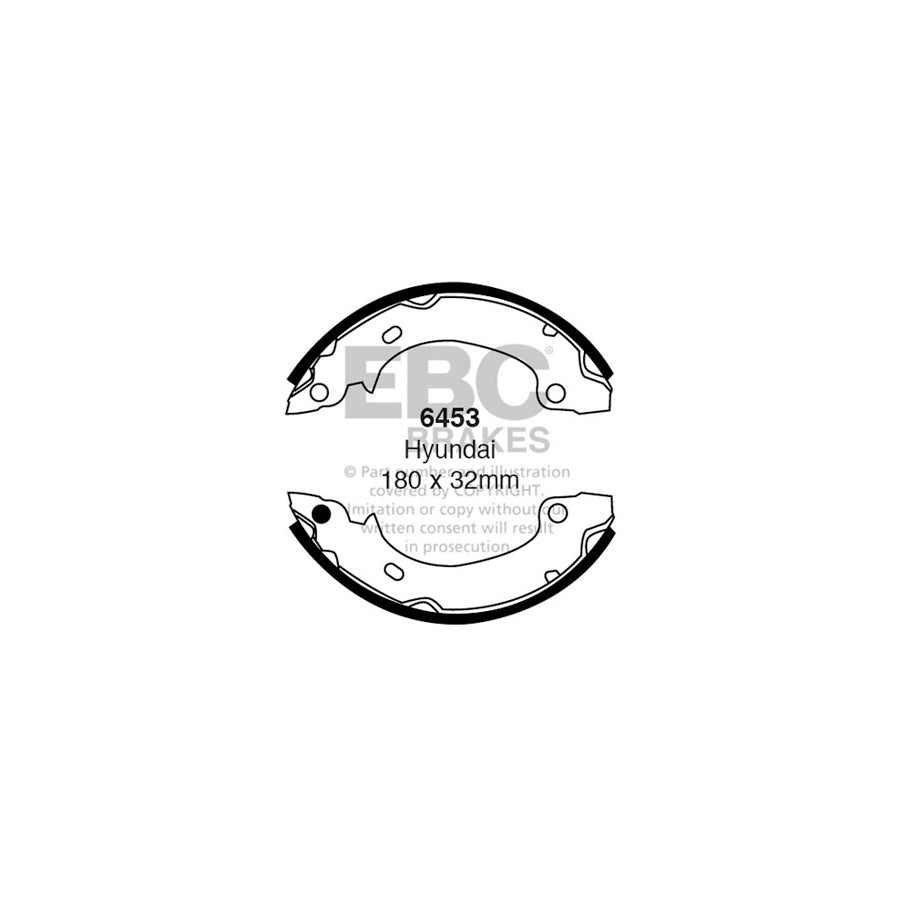 EBC 6453 Hyundai Rear Brake Shoes (Inc. Pony X2 & S Coupe) 1 | Duco Car Parts UK Car Parts