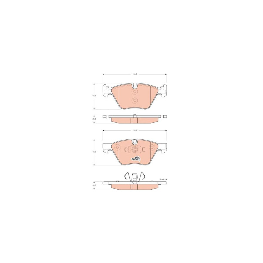 TRW Cotec Gdb1662 Brake Pad Set For Bmw 1 Series Prepared For Wear Indicator