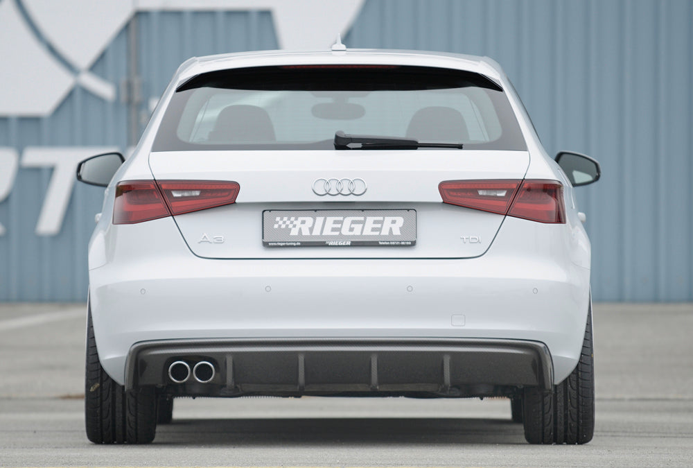 Rieger 00099142 Audi 8V A3 Rear Diffuser for Twin Tailpipe Left - Carbon-Look