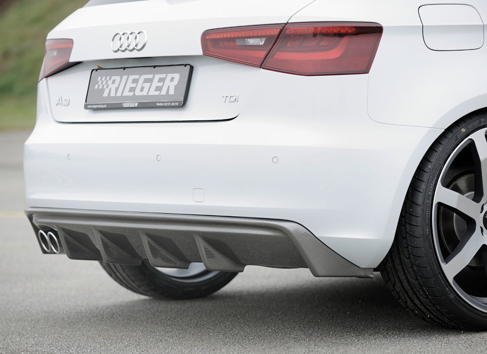 Rieger 00099142 Audi 8V A3 Rear Diffuser for Twin Tailpipe Left - Carbon-Look