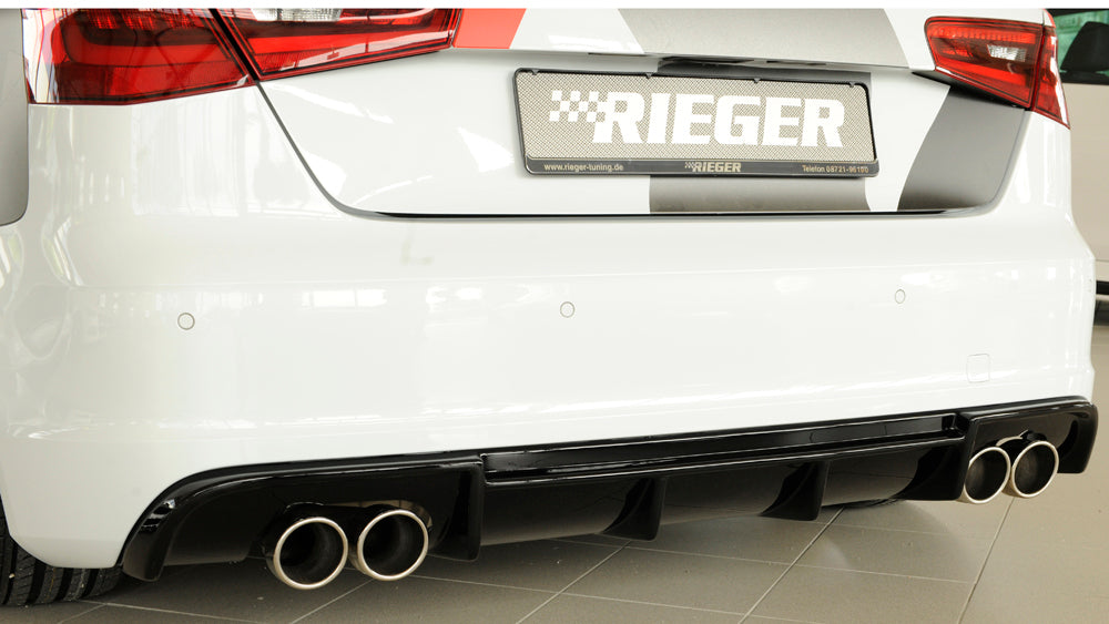 Rieger 00088172 Audi 8V S3 Rear Diffuser for Original Twin Tailpipe Left & Right - Glossy Black