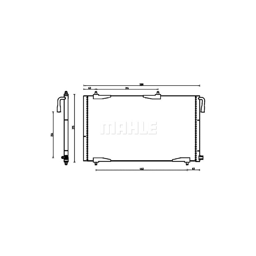 MAHLE ORIGINAL AC 501 000P Air conditioning condenser for PEUGEOT 206 without dryer