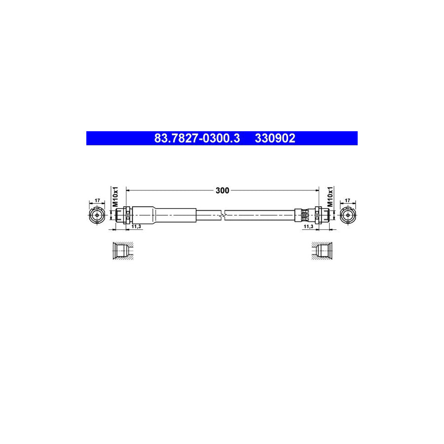 ATE 83 7827 0300 3 Brake Hose 300Mm