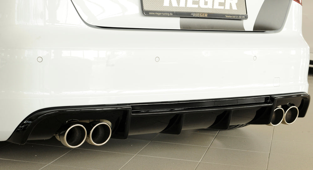 Rieger 00088172 Audi 8V S3 Rear Diffuser for Original Twin Tailpipe Left & Right - Glossy Black
