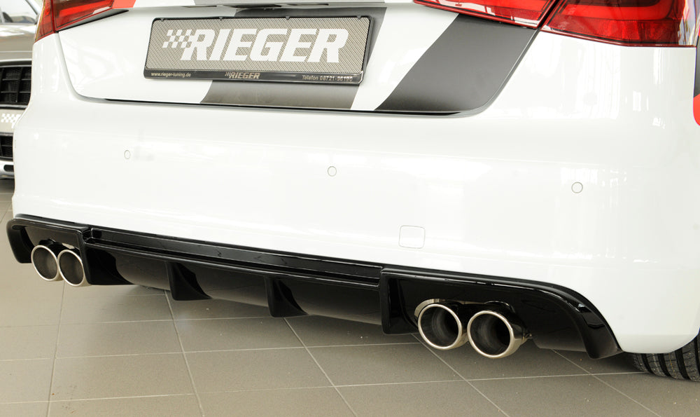 Rieger 00088172 Audi 8V S3 Rear Diffuser for Original Twin Tailpipe Left & Right - Glossy Black