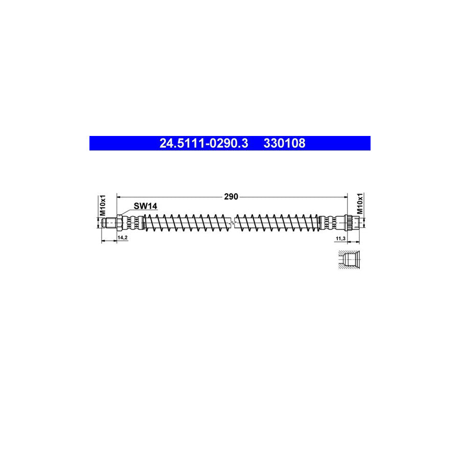 ATE 24 5111 0290 3 Brake Hose 290Mm M10X1