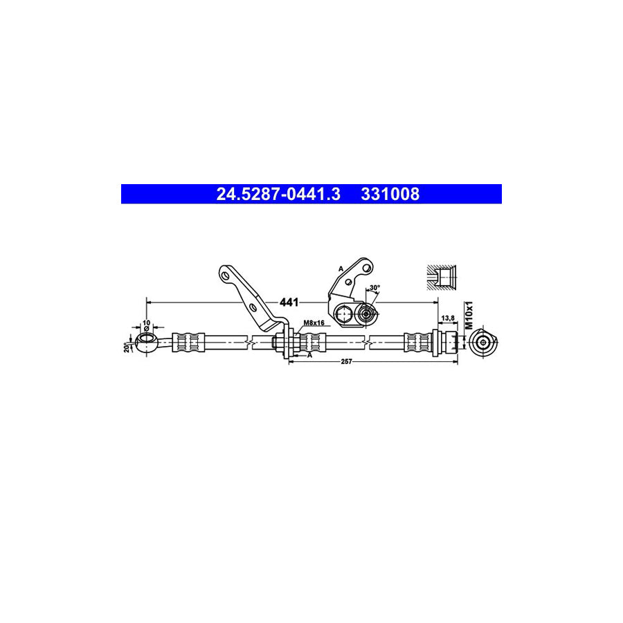 ATE 24 5287 0441 3 Brake Hose for HONDA CR V I RD 441Mm M10X1