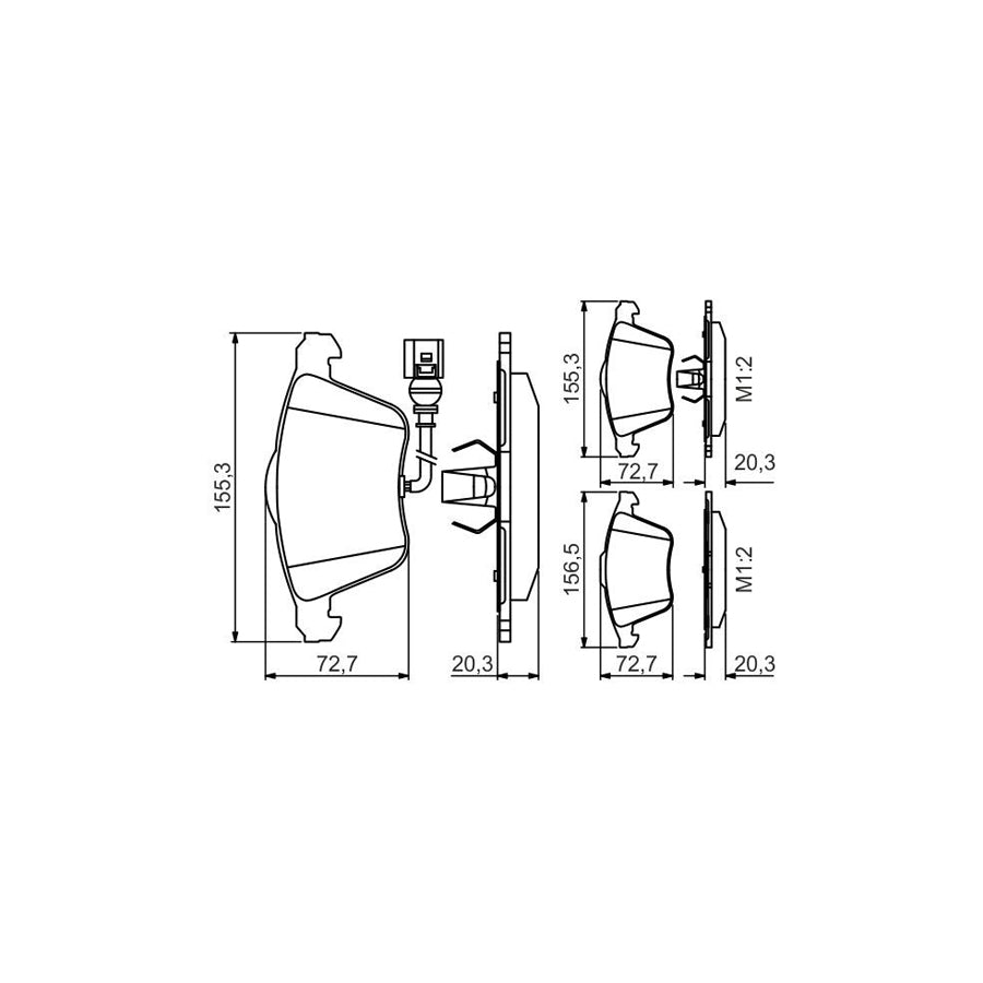 Bosch 0986495356 Brake Pad Set With Integrated Wear Sensor With Anti Squeak Plate With Piston Clip BP1648