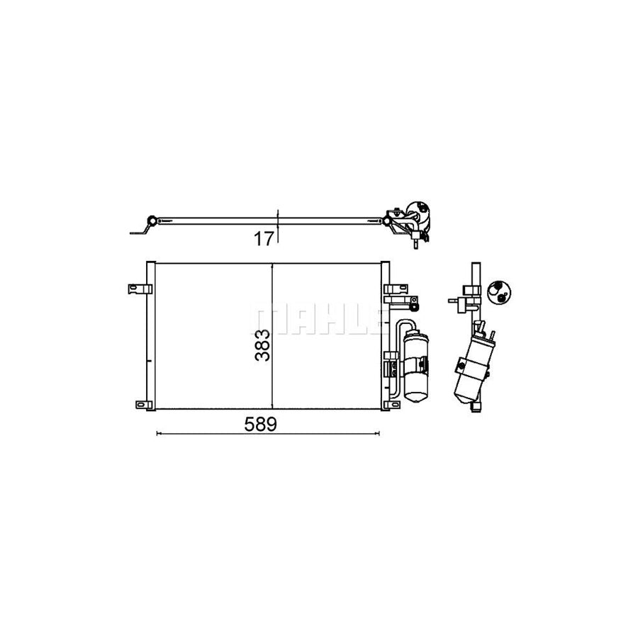 MAHLE ORIGINAL AC 644 000S Air conditioning condenser with dryer, with seal ring