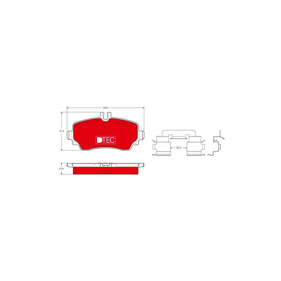 TRW Dtec Cotec Gdb1293Dte Brake Pad Set Suitable For Mercedes Benz A Class W168 Prepared For Wear Indicator With Brake Caliper Screws With Accessories
