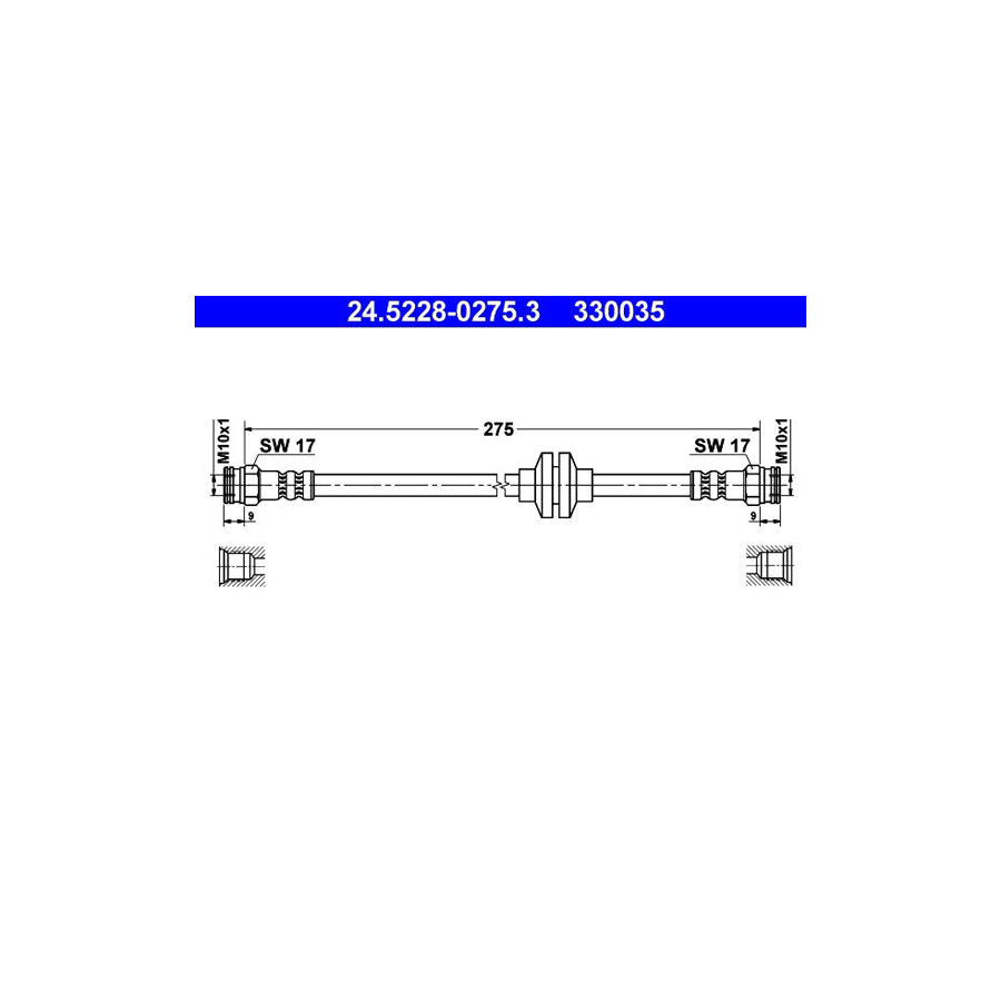 ATE 24 5228 0275 3 Brake Hose 275Mm