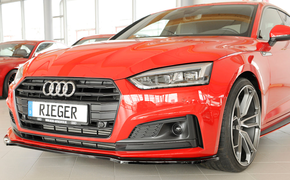 Rieger 00088173 Audi B9 F5 Front Splitter (A5 & S5) - Glossy Black