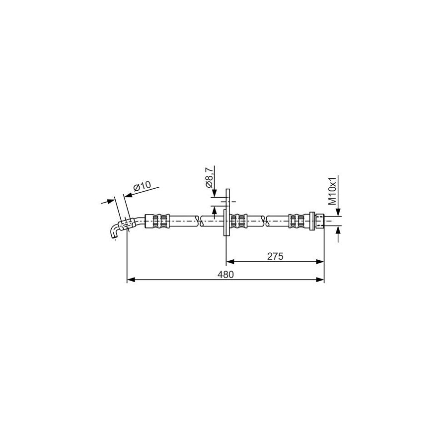 BOSCH 1 987 476 758 Brake Hose for TOYOTA RAV 4 466Mm M10X1