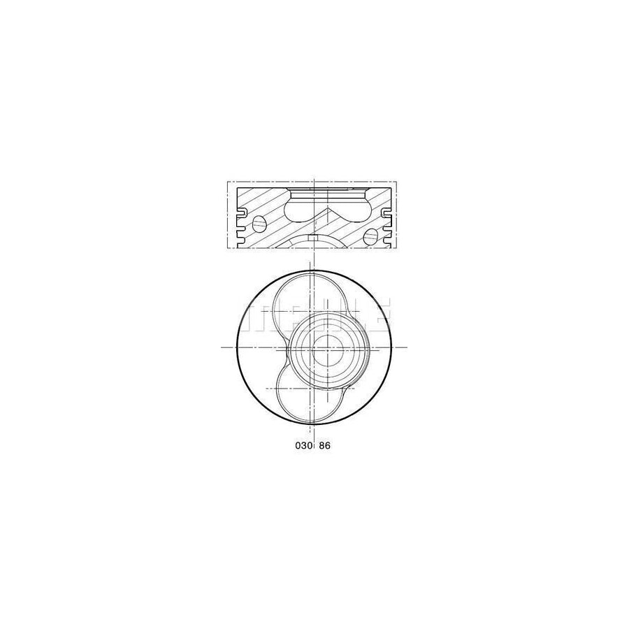 MAHLE ORIGINAL 030 86 12 Piston 80,01 mm, at steering cylinder, Axle stop on frame, with cooling duct, with piston ring carrier