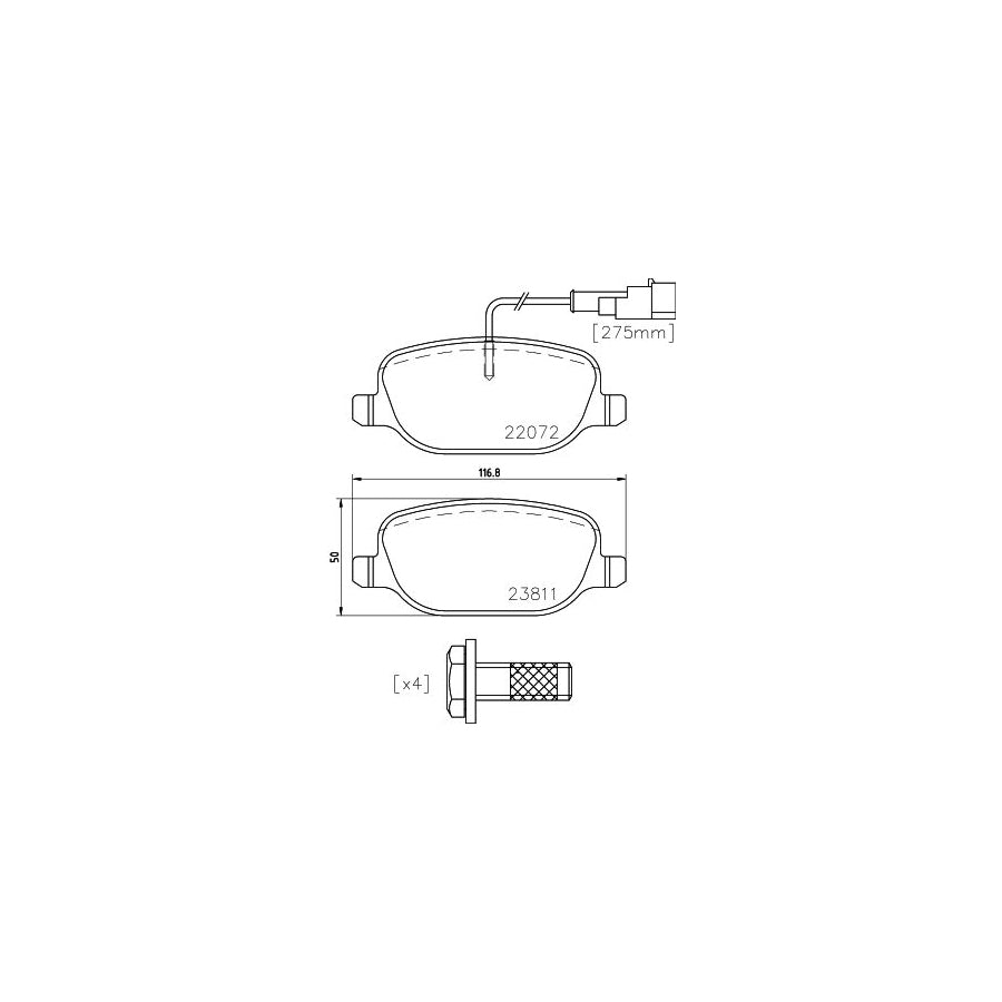 Hella 8DB 355 023 351 Brake Pad Set For Alfa Romeo 4C With Integrated Wear Warning Contact With Brake Caliper Screws With Accessories