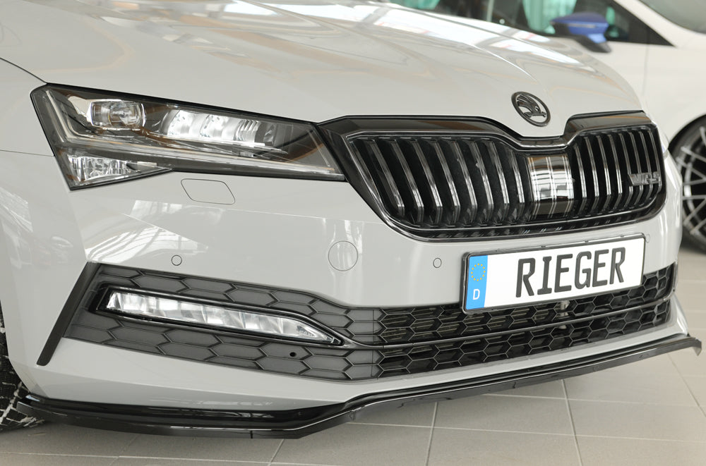 Rieger 00088175 Skoda 3T 3V Superb III Front Splitter - Glossy Black