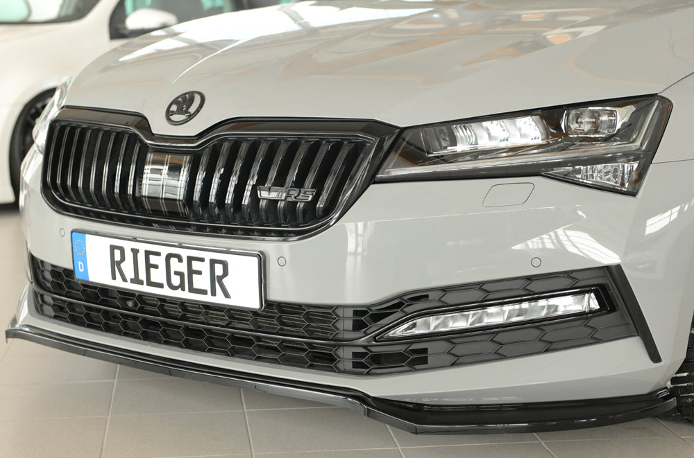 Rieger 00088175 Skoda 3T 3V Superb III Front Splitter - Glossy Black