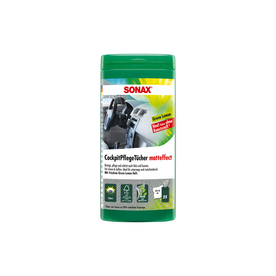 Sonax Plastic Care Wipes matt Green Lemon (Box) 25pcs. | ML Performance Car Care