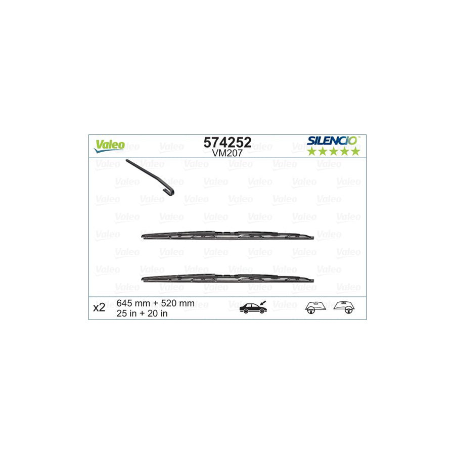 Valeo Silencio 574252 Wiper Blade For Peugeot 607 Saloon | Duco Car Parts UK Car Parts