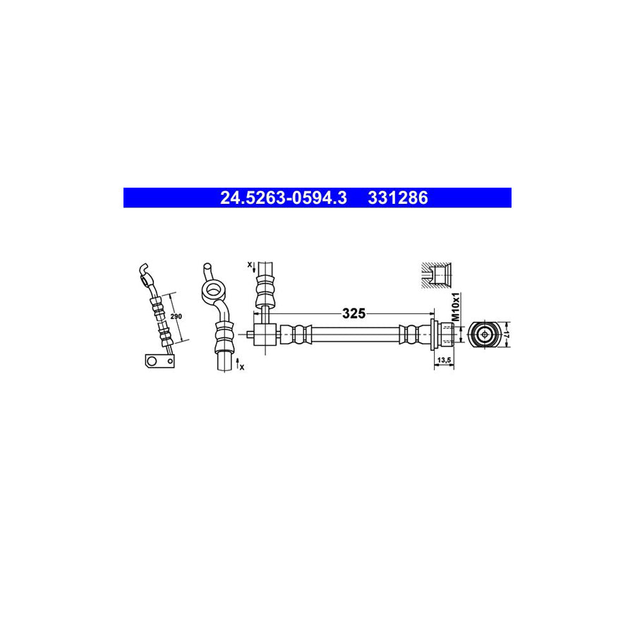 ATE 24 5263 0594 3 Brake Hose 325Mm M10X1