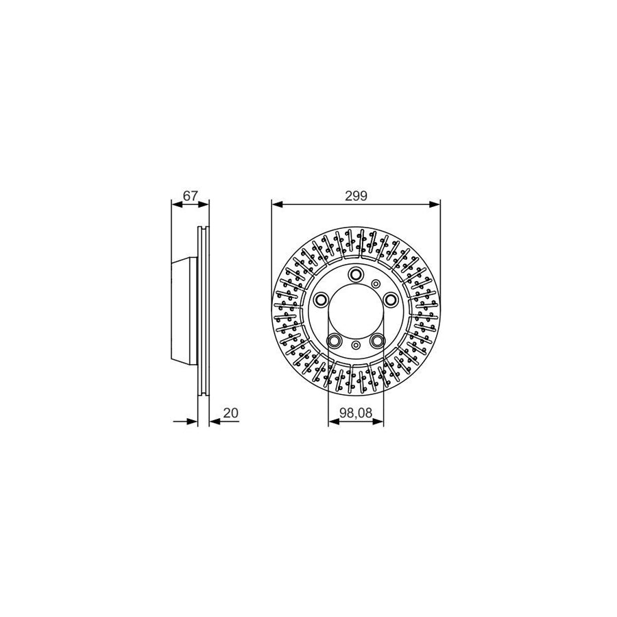 BOSCH 0 986 479 A09 Brake Disc Perforated Vented Coated High carbon