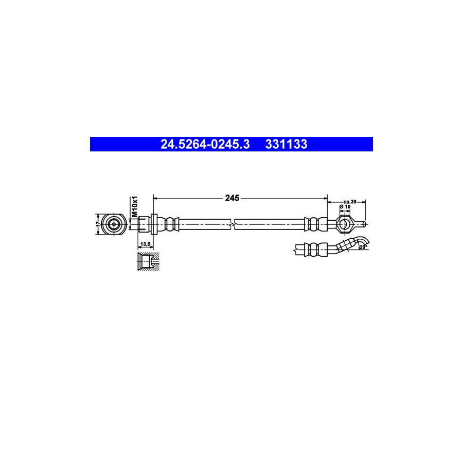 ATE 24 5264 0245 3 Brake Hose 245Mm M10X1