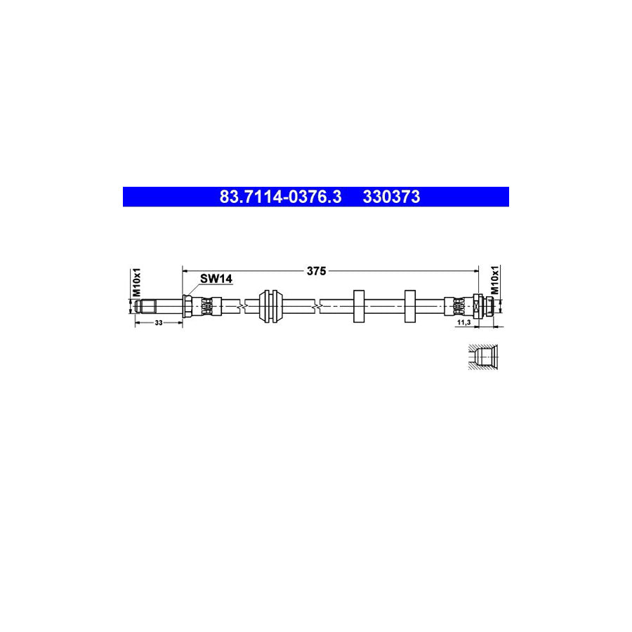 ATE 83 7114 0376 3 Brake Hose 370Mm M10X1