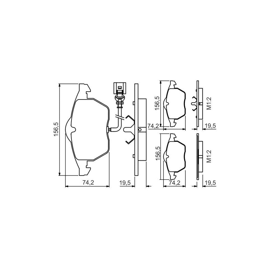 Bosch 0986495249 Brake Pad Set With Integrated Wear Sensor With Piston Clip BP1548