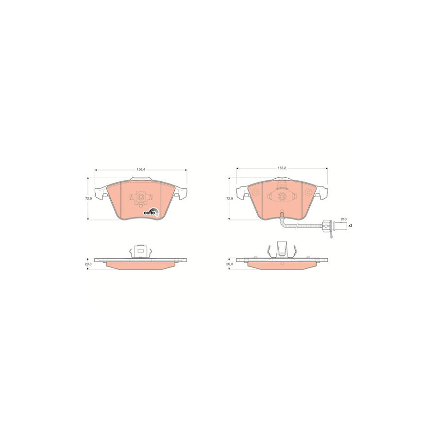 TRW Cotec Gdb1659 Brake Pad Set Incl Wear Warning Contact