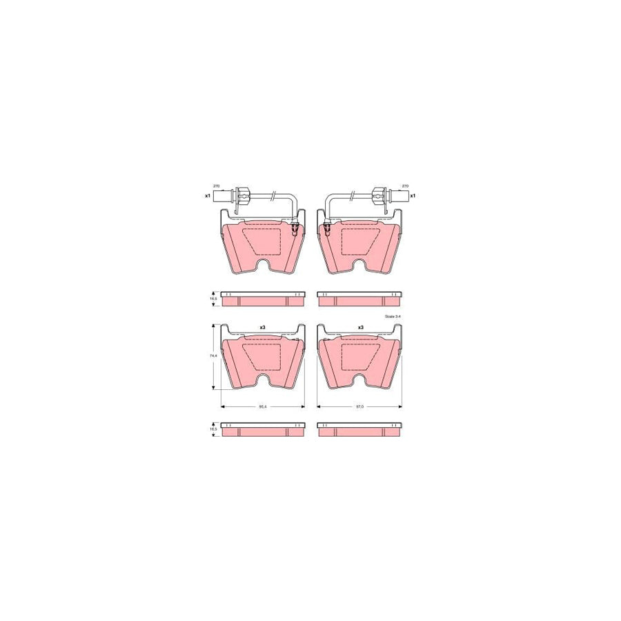 TRW Gdb1507 Brake Pad Set Incl Wear Warning Contact