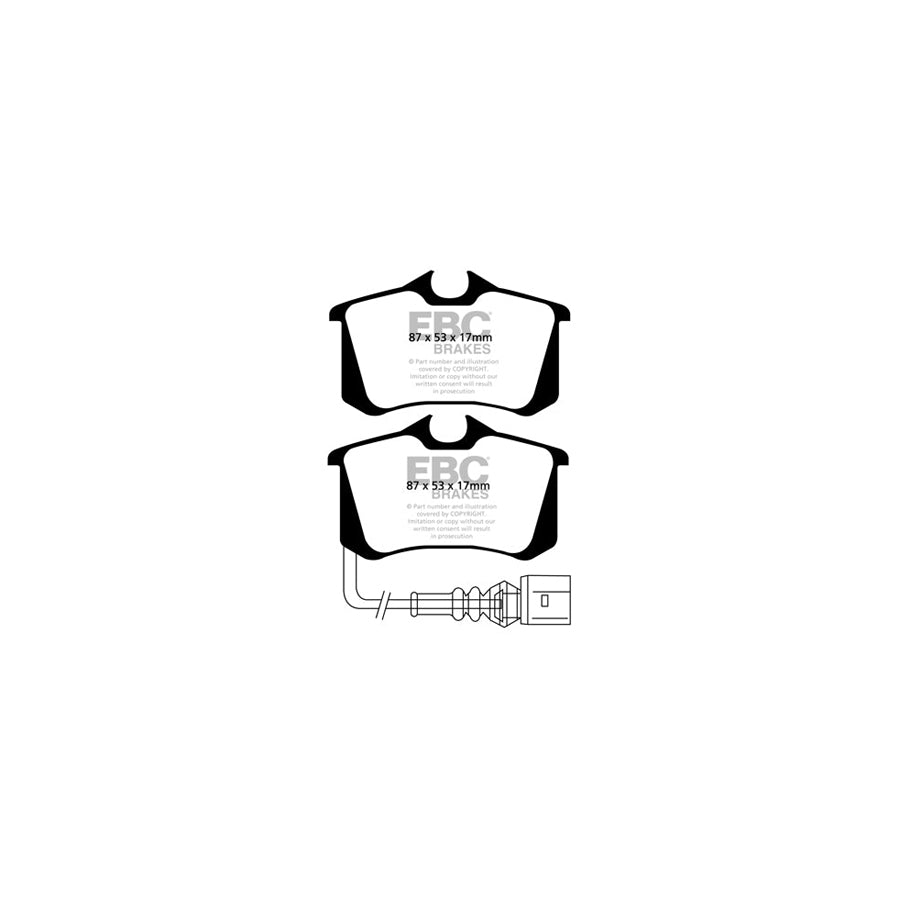 EBC Audi Seat Skoda Volkswagen Yellowstuff 4000 Series Rear Sport Brake Pads & USR Slotted Discs Kit - ATE Caliper (Inc. Toledo, 6Y Fabia, MK4 Polo & MK5 Polo)