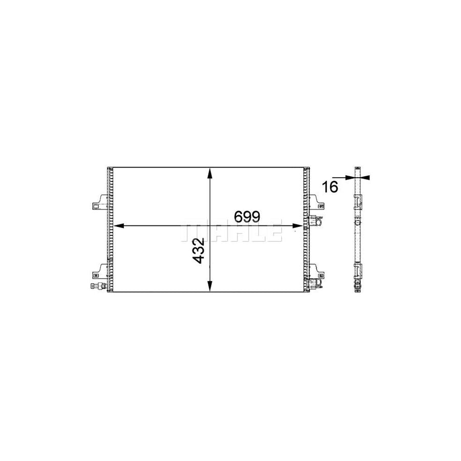 MAHLE ORIGINAL AC 365 000P Air conditioning condenser for RENAULT Espace IV (JK) with pressure switch, with studs, without dryer