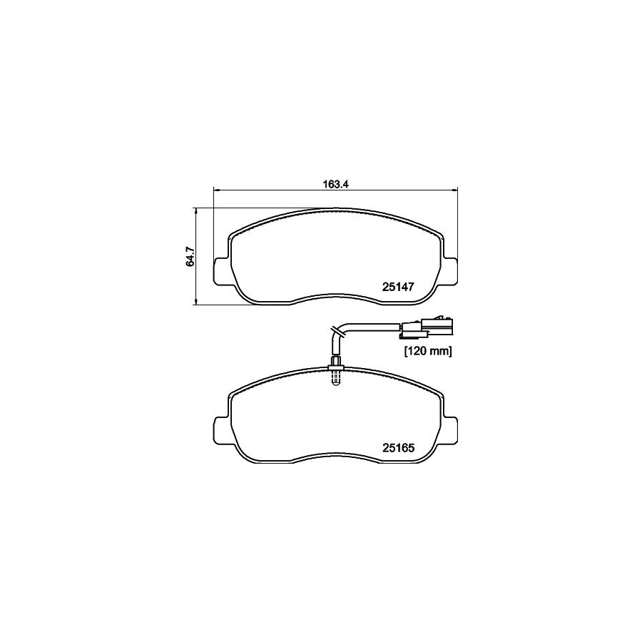 Hella 8DB 355 015 291 Brake Pad Set With Integrated Wear Warning Contact