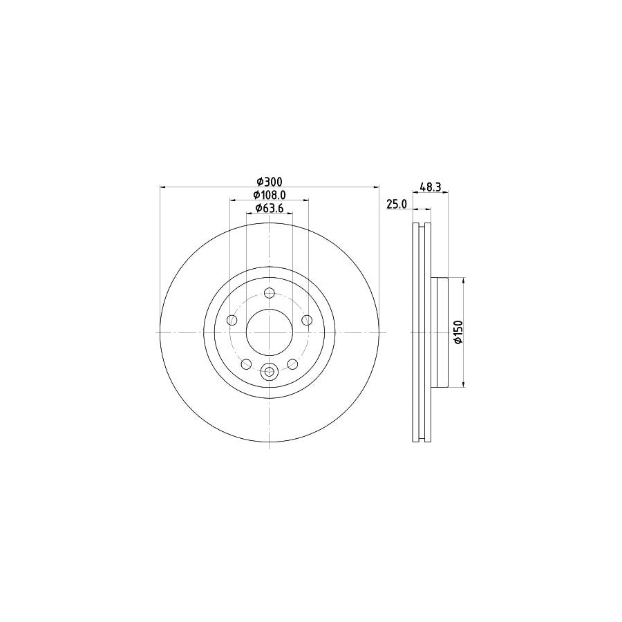 HELLA PRO 8DD 355 119 511 Brake Disc for VOLVO V40 Estate Internally Vented Coated without wheel hub without wheel studs